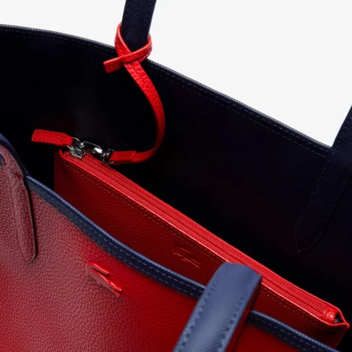 Lacoste Taschen>Zweifarbige Damen-Tote-Bag Anna Zum Wenden Marine 166 Rouge 240 B50