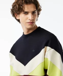 Lacoste Sweatshirts>Zweiseitiges Colourblock-Sweatshirt Navy Blau / Weis / Neongelb / Burgunder / Navy Blau Kik