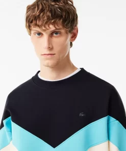 Lacoste Sweatshirts>Zweiseitiges Colourblock-Sweatshirt Navy Blau / Blau / Weis / Burgunder / Heidekraut Grau Kil