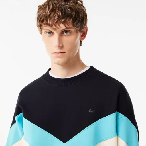 Lacoste Sweatshirts>Zweiseitiges Colourblock-Sweatshirt Navy Blau / Blau / Weis / Burgunder / Heidekraut Grau Kil