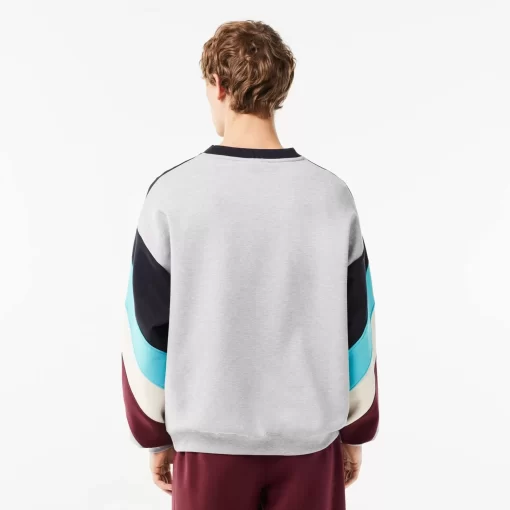 Lacoste Sweatshirts>Zweiseitiges Colourblock-Sweatshirt Navy Blau / Blau / Weis / Burgunder / Heidekraut Grau Kil