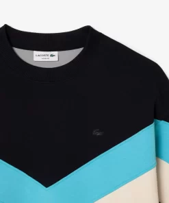 Lacoste Sweatshirts>Zweiseitiges Colourblock-Sweatshirt Navy Blau / Blau / Weis / Burgunder / Heidekraut Grau Kil