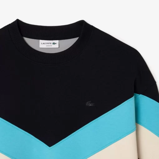 Lacoste Sweatshirts>Zweiseitiges Colourblock-Sweatshirt Navy Blau / Blau / Weis / Burgunder / Heidekraut Grau Kil