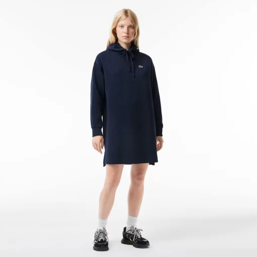 Lacoste Kleider & Röcke>Zweiseitiges Hoodie-Kleid Aus Pique Navy Blau 166