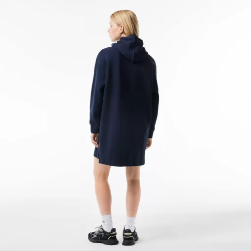 Lacoste Kleider & Röcke>Zweiseitiges Hoodie-Kleid Aus Pique Navy Blau 166