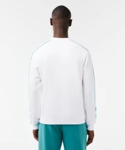 Lacoste Sweatshirts>Zweiseitiges Jogger Baumwoll-Sweatshirt Aus Baumwolle Mit Stickerei Weis / Blau Ri6