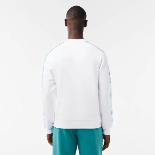 Lacoste Sweatshirts>Zweiseitiges Jogger Baumwoll-Sweatshirt Aus Baumwolle Mit Stickerei Weis / Blau Ri6