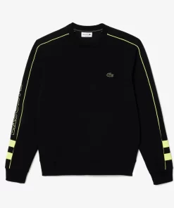 Lacoste Sweatshirts>Zweiseitiges Jogger Baumwoll-Sweatshirt Aus Baumwolle Mit Stickerei Schwarz / Neongelb 6Vt