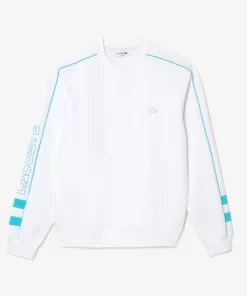 Lacoste Sweatshirts>Zweiseitiges Jogger Baumwoll-Sweatshirt Aus Baumwolle Mit Stickerei Weis / Blau Ri6