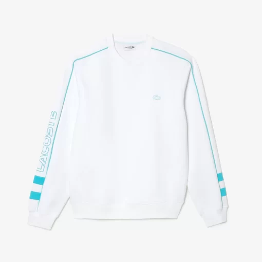 Lacoste Sweatshirts>Zweiseitiges Jogger Baumwoll-Sweatshirt Aus Baumwolle Mit Stickerei Weis / Blau Ri6