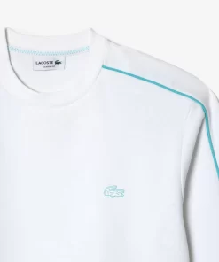 Lacoste Sweatshirts>Zweiseitiges Jogger Baumwoll-Sweatshirt Aus Baumwolle Mit Stickerei Weis / Blau Ri6