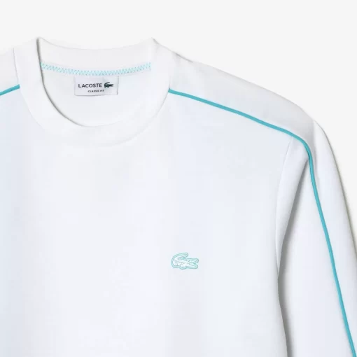 Lacoste Sweatshirts>Zweiseitiges Jogger Baumwoll-Sweatshirt Aus Baumwolle Mit Stickerei Weis / Blau Ri6